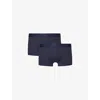 Sunspel Mens Navy Branded-waistband Mid-rise Pack Of Two Stretch-cotton Trunks In Navy