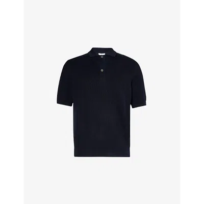Sunspel Mens Navy Melrose Regular-fit Short-sleeve Cotton-knitted Polo