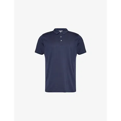 Sunspel Mens Navy Regular-fit Short-sleeve Cotton Polo Shirt