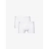 Sunspel Mens White Branded-waistband Mid-rise Pack Of Two Stretch-cotton Trunks In White