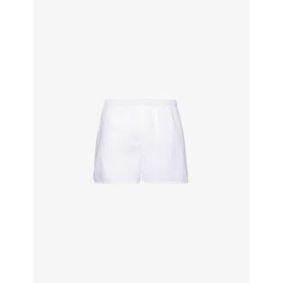 Sunspel Mens White Classic Elasticated-waist Mid-rise Cotton Boxer Shorts