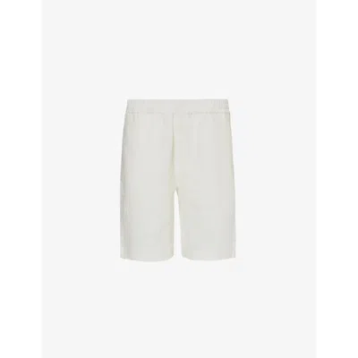 Sunspel Mens White Drawstring-waist Regular-fit Linen Shorts