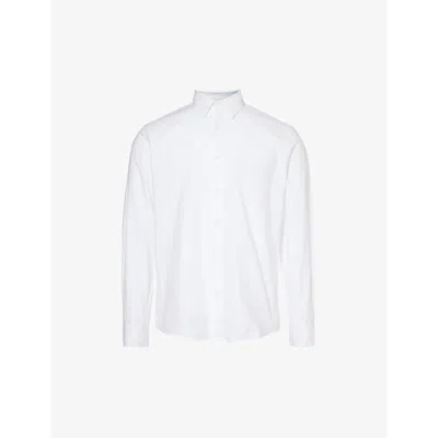 Sunspel Mens White Long-sleeved Regular-fit Cotton Oxford Shirt