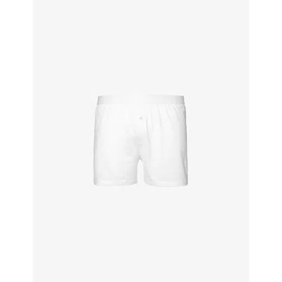 Sunspel Mens White Superfine Branded-waistband Mid-rise Cotton Boxer Shorts
