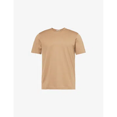 Sunspel Mens Dune Riviera Short-sleeve Cotton-jersey T-shirt Xl In Brown