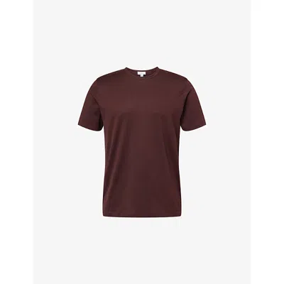 Sunspel Mens Bakelite Short-sleeve Classic Cotton-jersey T-shirt In Brown