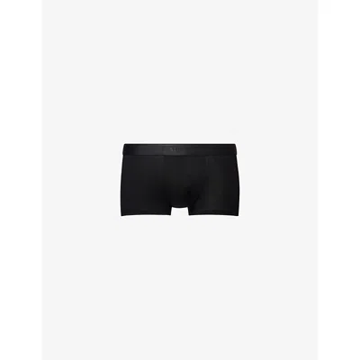 Sunspel Mens Black Branded Mid-rise Stretch-woven Trunks
