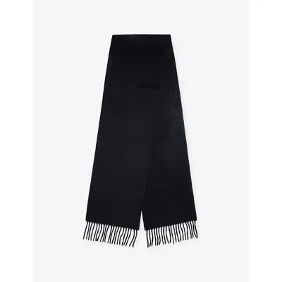 Sunspel Mens  Fringe Brushed Cashmere Scarf In Black