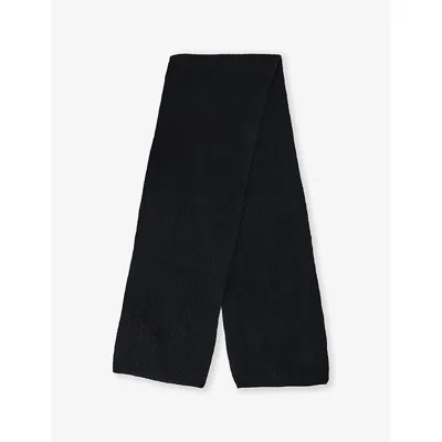 Sunspel Mens Black Ribbed Cashmere Scarf In Animal Print