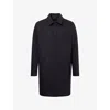 Sunspel Mens Navy Boiled Pointed-collar Wool Blend Coat In Black