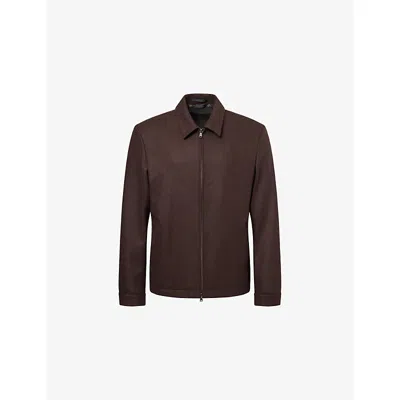 Sunspel Mens Truffle Boiled Pointed-collar Wool Harrington Jacket In Brown