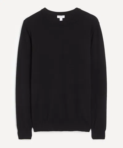 Sunspel Mens Cashmere Crew Neck Jumper In Black
