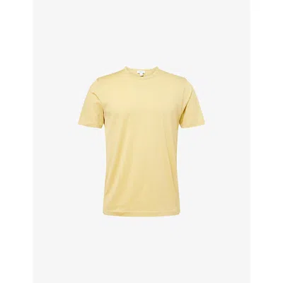 Sunspel Mens Dusty Yellow Classic Short-sleeve Cotton T-shirt