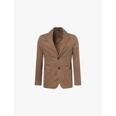Sunspel Mens Dark Cedar26 Single-breasted Cotton And Linen-blend Blazer