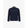 Sunspel Mens Navy Double-faced Long-sleeve Cotton-wool Blend Jacket In Blue