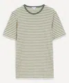 Sunspel Mens Dusk Green Vintage Stripe T-shirt