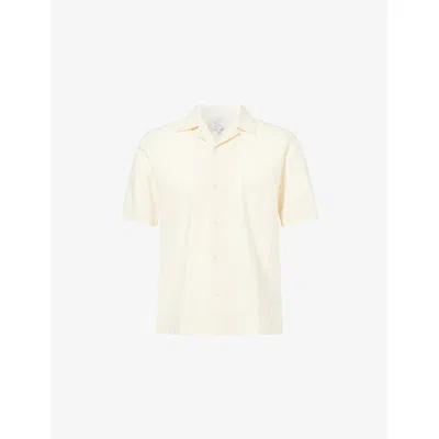 Sunspel Mens Ecru Stripe-pattern Regular-fit Cotton Shirt Xxl In Neutral