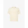 Sunspel Mens Ecru Sun Compact V-neck Knitted -mesh Polo Top