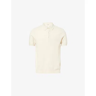 Sunspel Mens Ecru Textured Short-sleeves Cotton-knit Polo Shirt In Neutral