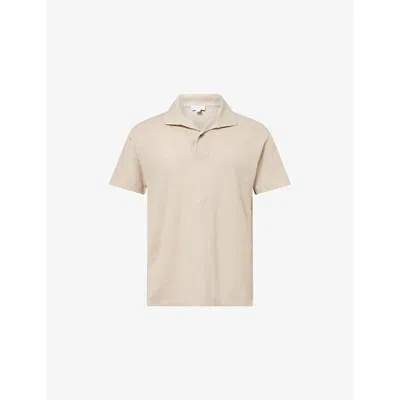 Sunspel Mens Hazelwood Linen Pique Polo Shirt In Neutral