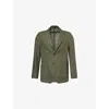 Sunspel Mens Hunter Green Notched-lapel Regular-fit Linen Blazer