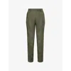 Sunspel Mens Hunter Green Pleated Tailored Linen Trousers