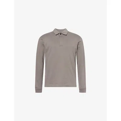 Sunspel Mens  Heavy Long-sleeve Supima-cotton Rugby Polo Shirt In Gray