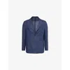 Sunspel Mens Light Navy Notched-lapel Regular-fit Linen Blazer