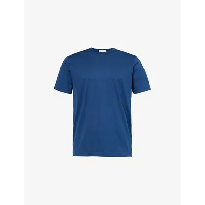 Sunspel Mens Crewneck Short-sleeve Cotton-jersey T-shirt Naval Blue In Navy