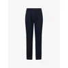 Sunspel Mens Navy Drawstring Wool Trousers In Blue