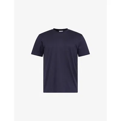 Sunspel Mens Navy Riviera Short-sleeve Cotton-jersey T-shirt In Blue
