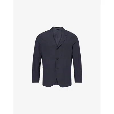 Sunspel Mens Single-breasted Lightweight Cotton Poplin Jacket Navy In Blue