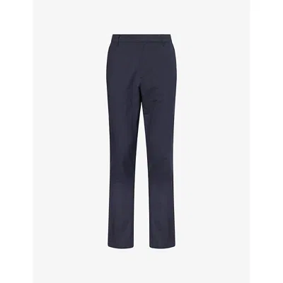 Sunspel Mens Straight-leg Cotton Poplin Trousers Navy In Blue