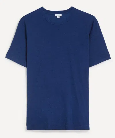 Sunspel Mens Riviera Indigo Midweight T-shirt In Blue