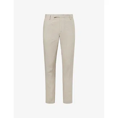 Sunspel Mens Sand Tapered-leg Tailored Linen Trousers In Neutral