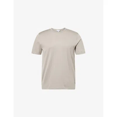 Sunspel Mens Fog Short-sleeve Classic Cotton-jersey T-shirt In Gray