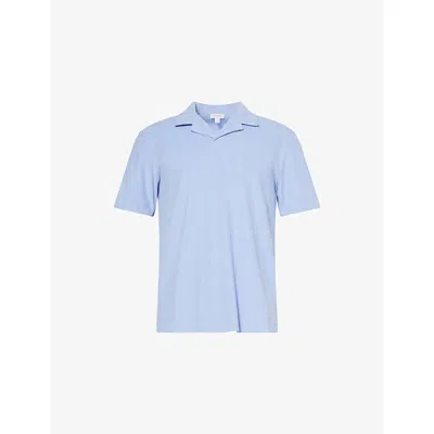 Sunspel Mens Sky26 Towelling Cotton Polo Shirt In Blue