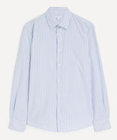 Sunspel Mens Striped Button-down Shirt In Blue