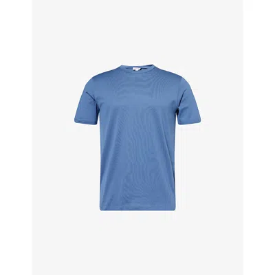 Sunspel Mens Soft Denim Classic Crewneck Cotton T-shirt
