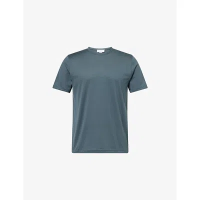 Sunspel Mens  Classic Short-sleeve Cotton T-shirt In Blue