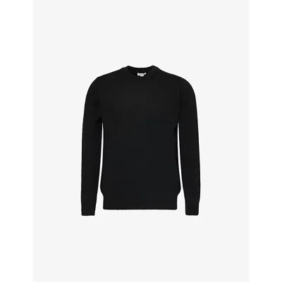 Sunspel Mens Black Crew-neck Long-sleeves Regular-fit Cashmere Jumper