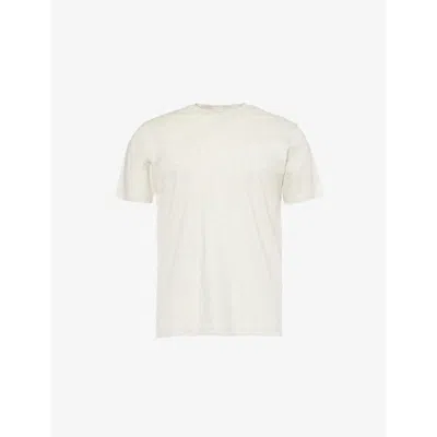 Sunspel Mens  Crewneck Short-sleeve Cotton-jersey T-shirt In Archive White Melange