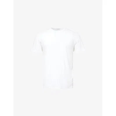 Sunspel Mens White Crewneck Short-sleeve Pima-cotton And Linen-blend  T-shirt Xl