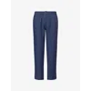 Sunspel Mens Drawstring Straight-leg Linen Trousers Light Navy Xxl