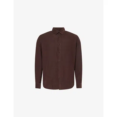 Sunspel Mens Fine Long-sleeve Corduroy Shirt Truffle In Brown