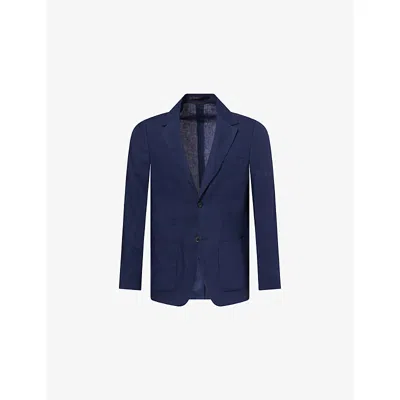 Sunspel Mens Light Navy Single-breasted Linen Blazer In Blue
