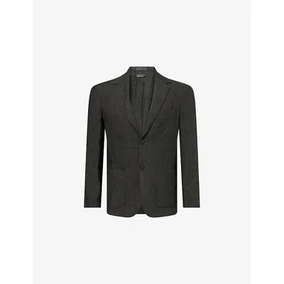 Sunspel Mens Forest26 Single-breasted Linen Blazer In Gray