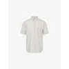 Sunspel Mens Striped Short-sleeves Cotton-poplin Shirt Impreza Ecru/dnm Stripe