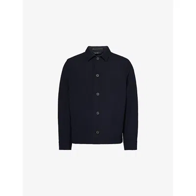 Sunspel Mens Textured Relaxed-fit Stretch-wool Jacket Navy Xl
