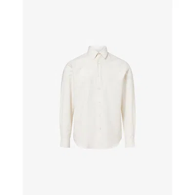 Sunspel Mens Warm White Regular-fit Button-up Cotton-blend Shirt